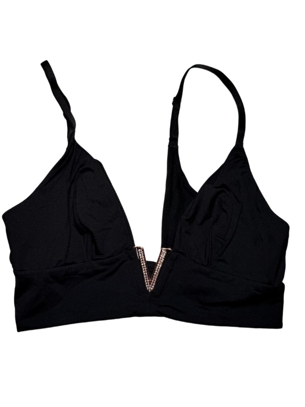 PINK VIctoria Secret Top  McBling Black V-Bralette S